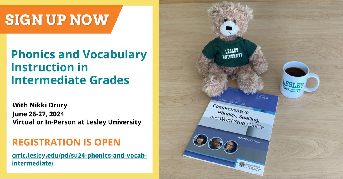Open for Registration! Investigate essential categories of word learning and consider ways in which word study fits into a broader language and literacy framework. Sign up here: CRRLC.LESLEY.EDU/SU24-PHONICS-A… #literacy #edutwitter #education
