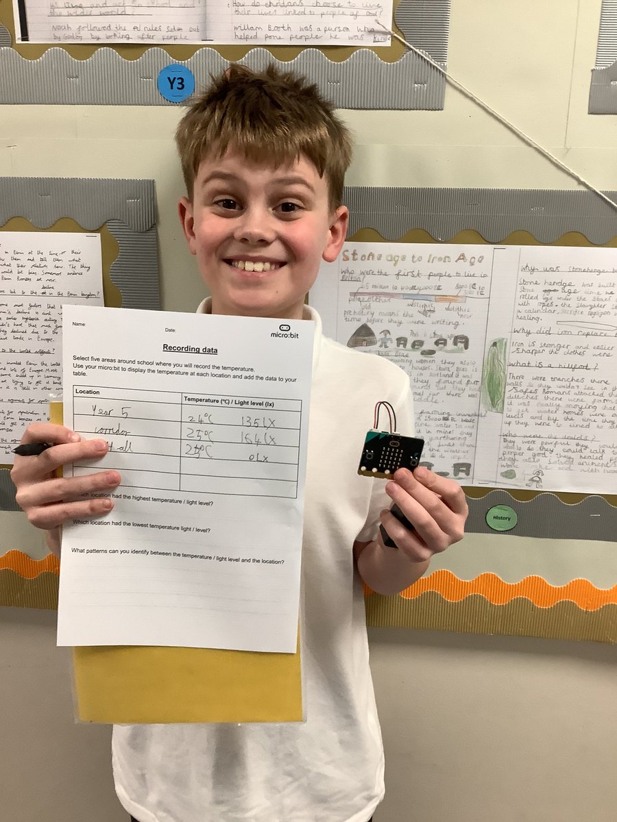 AckworthHoward's tweet image. This afternoon, Year 5 have been trying to get the school shut down!

They learnt that classrooms should be at least 16°C. They coded @microbit_edu to utilise the sensor and tested the temperature in various rooms around school. 

#AckworthHowardComputing