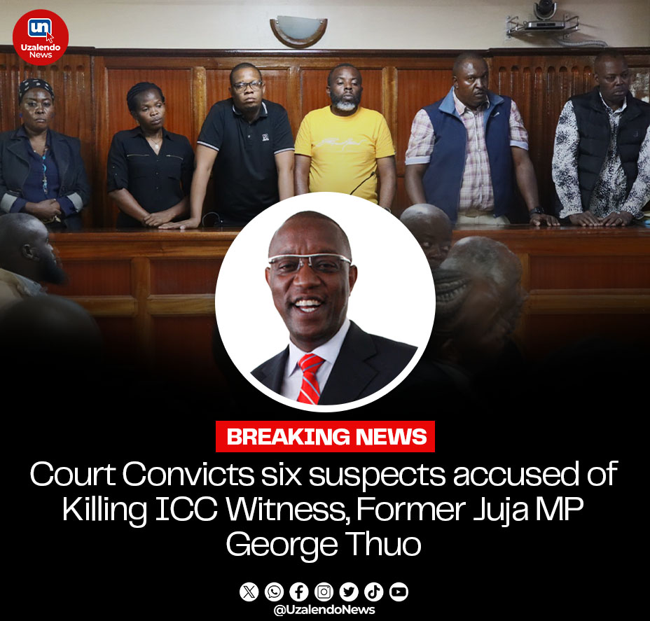Six Suspects including a friend, have been found guilty of killing ICC Witness and former Juja MP George Thuo in 2013
.
#UzalendoNews #Kenya