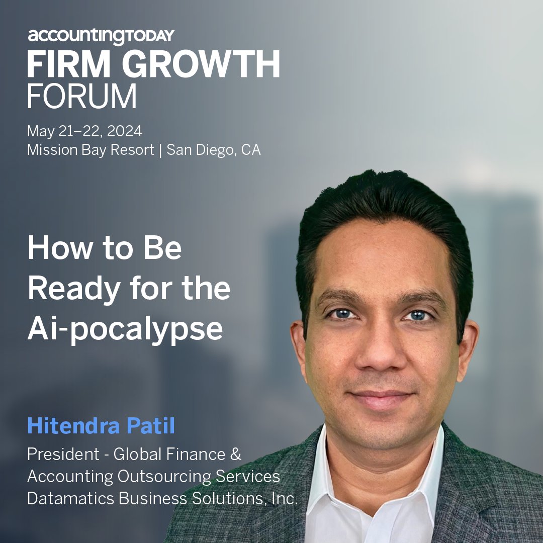 The future of accounting is definitely changing, and Hitendra's session with Accounting Today Firm Growth Forum can help you navigate it.

Don't get left behind. Secure your spot at the Growth Forum: bit.ly/3U1SYMl

#accountingtoday #ai #accountingfirms