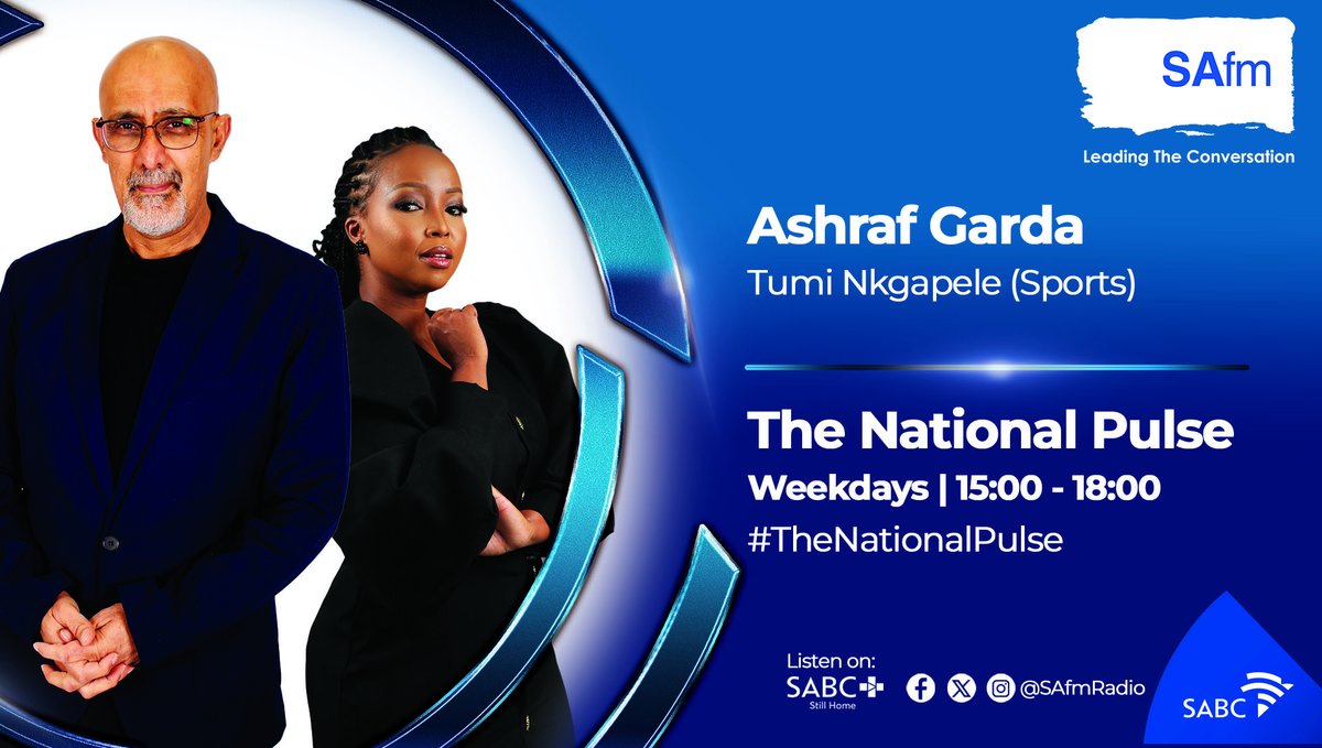 Welcome to Friday's edition of #TheNationalPulse with @AshrafGarda & @TumiNkgapele send your views via SMS- 41391 or call us at 086 000 2032 or send a WhatsApp voice note at 061 410 4107 also follow us on all our social media. Live Stream: listen.safm.co.za/listensafm/