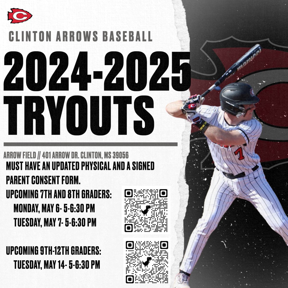 🚨2024-2025 Baseball Tryouts🚨
QR Code Links
Junior High Sign-Up
docs.google.com/forms/d/17EcBR…
9th-12th Sign-Up
docs.google.com/forms/d/10Au73…