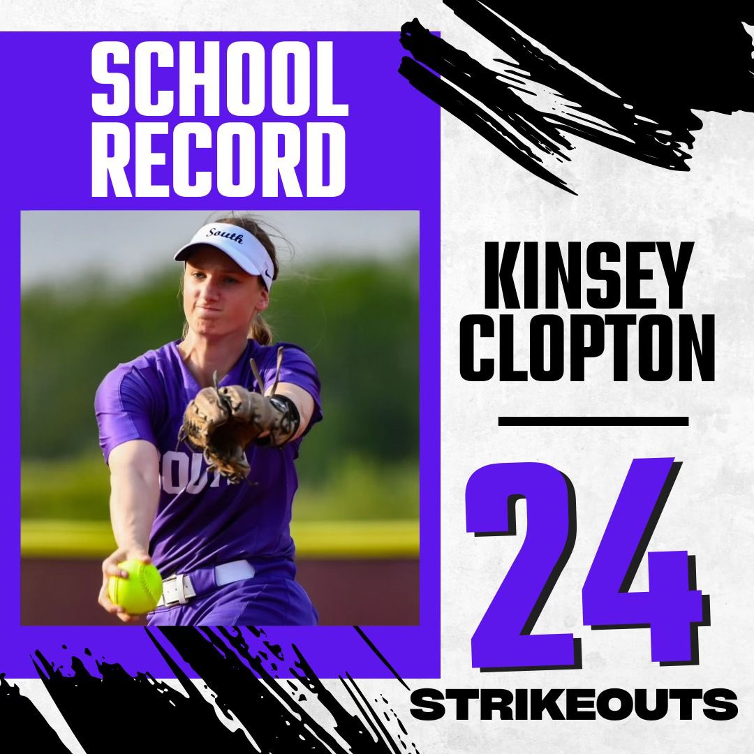 BSouthSoftball's tweet photo. 🚨SCHOOL RECORD ALERT🚨 Congratulations to Kinsey Clopton who now holds the school record for strikeouts in a game with 24. Behind the plate was sophomore Lindsay Blanton. https://t.co/AUYNJ899w3