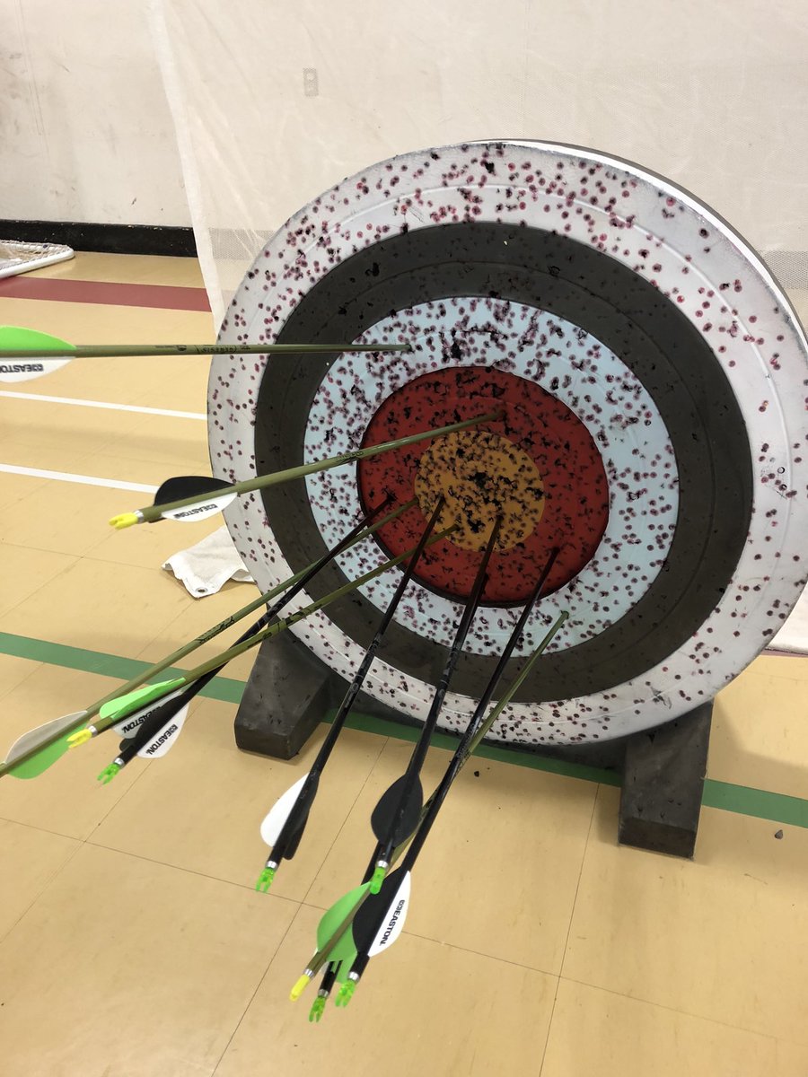 Second day of archery.  Grade 7s doing awesome