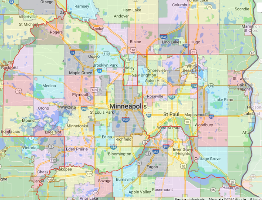 What stands out to you on this city/ county limits map of the #twincities? #minneapolis #saintpaul

Apart from Maplewood and Falcon Heights, where else would the metro benefit from consolidation/ annexation?