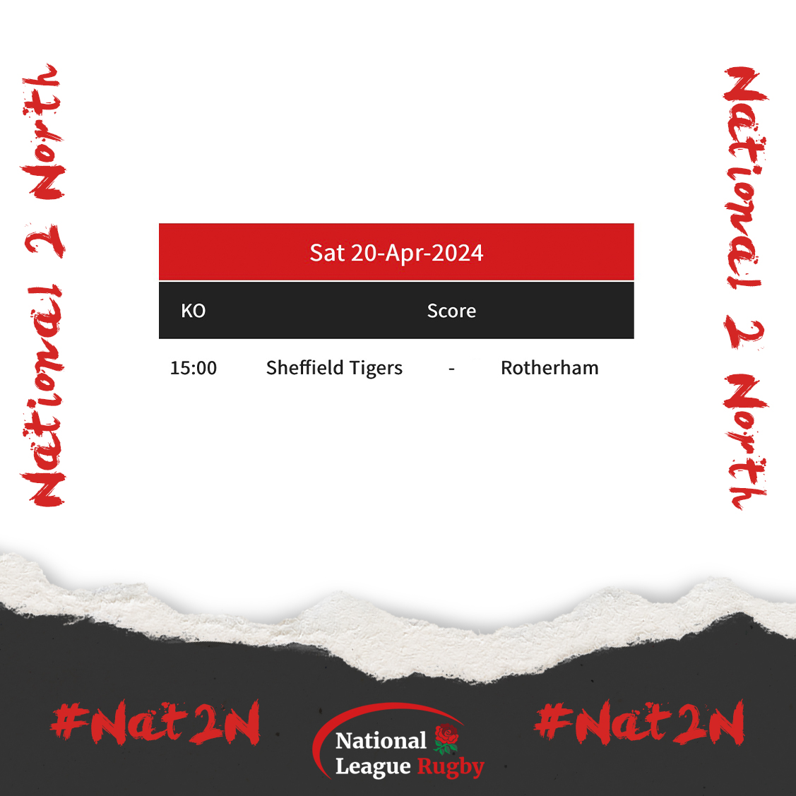 This weekend's rearranged fixture in National 2 North @SheffTigersRUFC v @RotherhamRugby #Nat2N