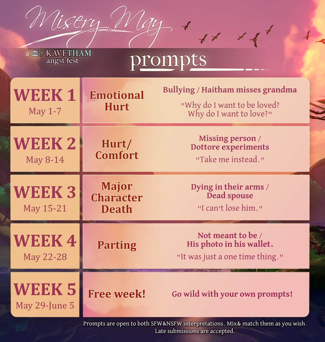 pairidaeza__'s tweet photo. 🏛️🌱
#kavetham 
#カヴェアル #维海 #카베탐

MISERY MAY prompts are here!

Guidelines for the event are in 📌 https://t.co/zrYqMoAA6w