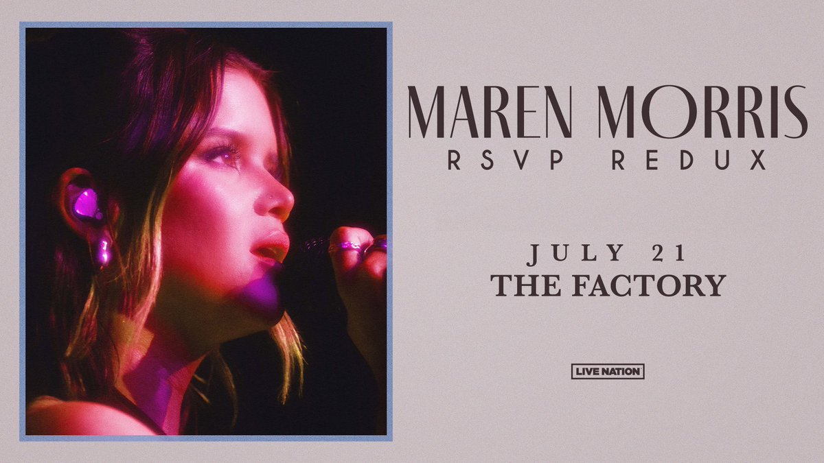 🤩 𝙅𝙐𝙎𝙏 𝘼𝙉𝙉𝙊𝙐𝙉𝘾𝙀𝘿 | Maren Morris is coming to #TheFactorySTL on Sunday, July 21st for her 2024 RSVP Redux Tour!
 
🚨 PRESALE SIGNUP | fctry.live/MarenPresale
 
🎟️ Tickets On Sale Fri (4.26) | fctry.live/Maren
