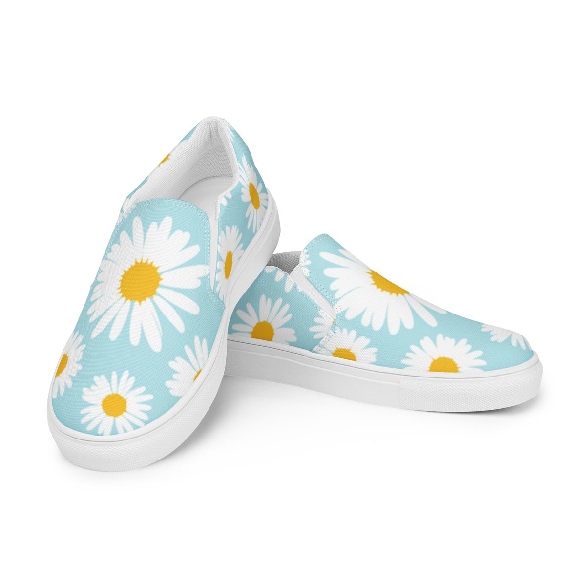 Daisy flower Women’s slip-on canvas shoes, Blue women's shoes, Floral shoes tuppu.net/75c1b4bf #GiftsforMom #Etsy #HandmadeGifts #FathersDay #FourthofJuly #MothersDay #MemorialDay #EtsyShop #BirthdayGifts