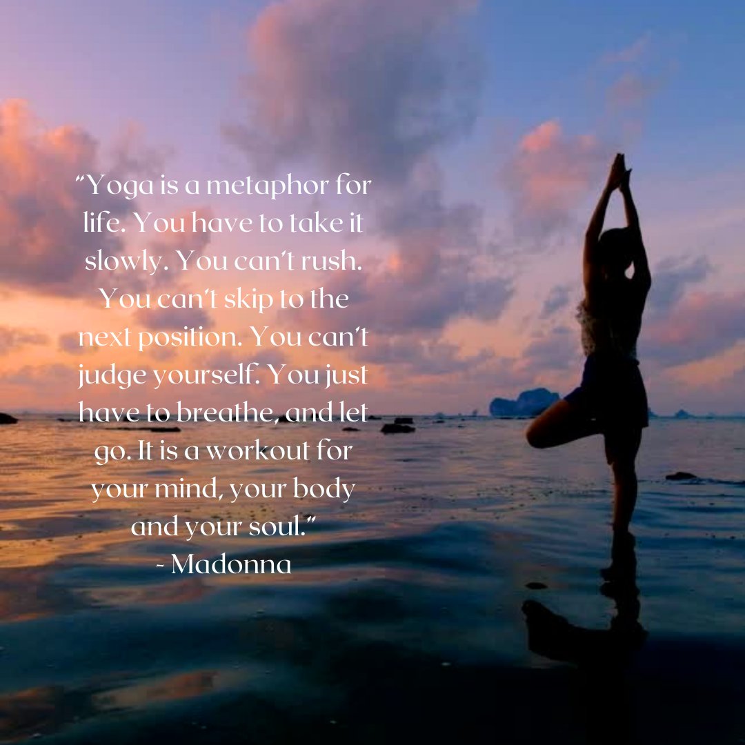 Embrace each moment, breathe deeply, and grow into your best self.
#YogaLife #MindfulnessPractice #SelfAcceptance #PatienceIsKey #BodyMindSoul #YogaEveryday #LifeLessons #WellnessJourney #HolisticLiving #MadonnaQuotes