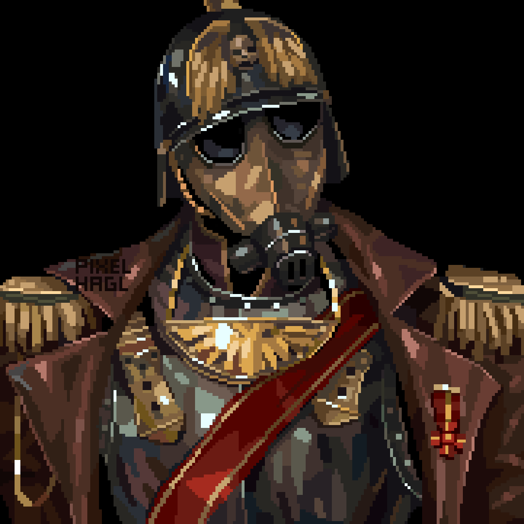 Pixel_Hagl's tweet photo. Death Korps of Krieg Officer from Warhammer 40k 🦅✨️

#pixelart #pixelartist #WH40k #WarhammerArt https://t.co/p9QrL1x6yD
