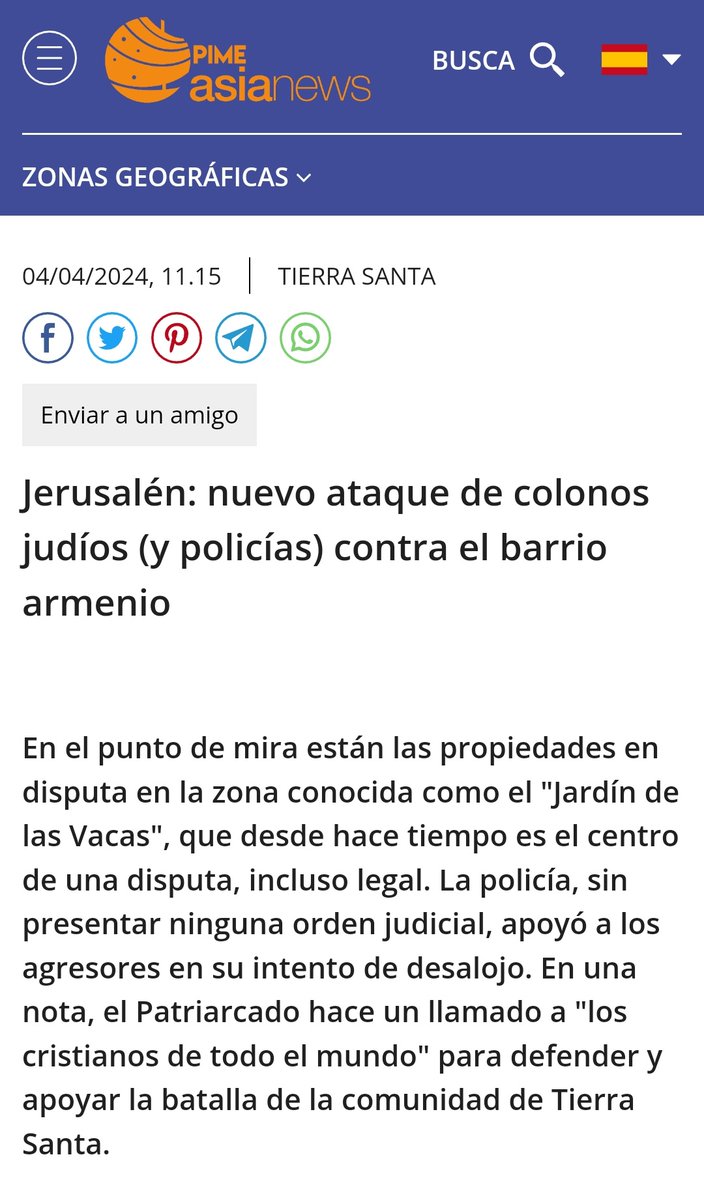 Mientras tanto los armenios de Jerusalén: «ÚLTIMA HORA: Hemos recibido información de fuentes fiables que indican un posible ataque al Jardín de las Vacas en los próximos días. Estamos tomando esta información en serio para la seguridad y protección de nuestra comunidad...» 🔄👇