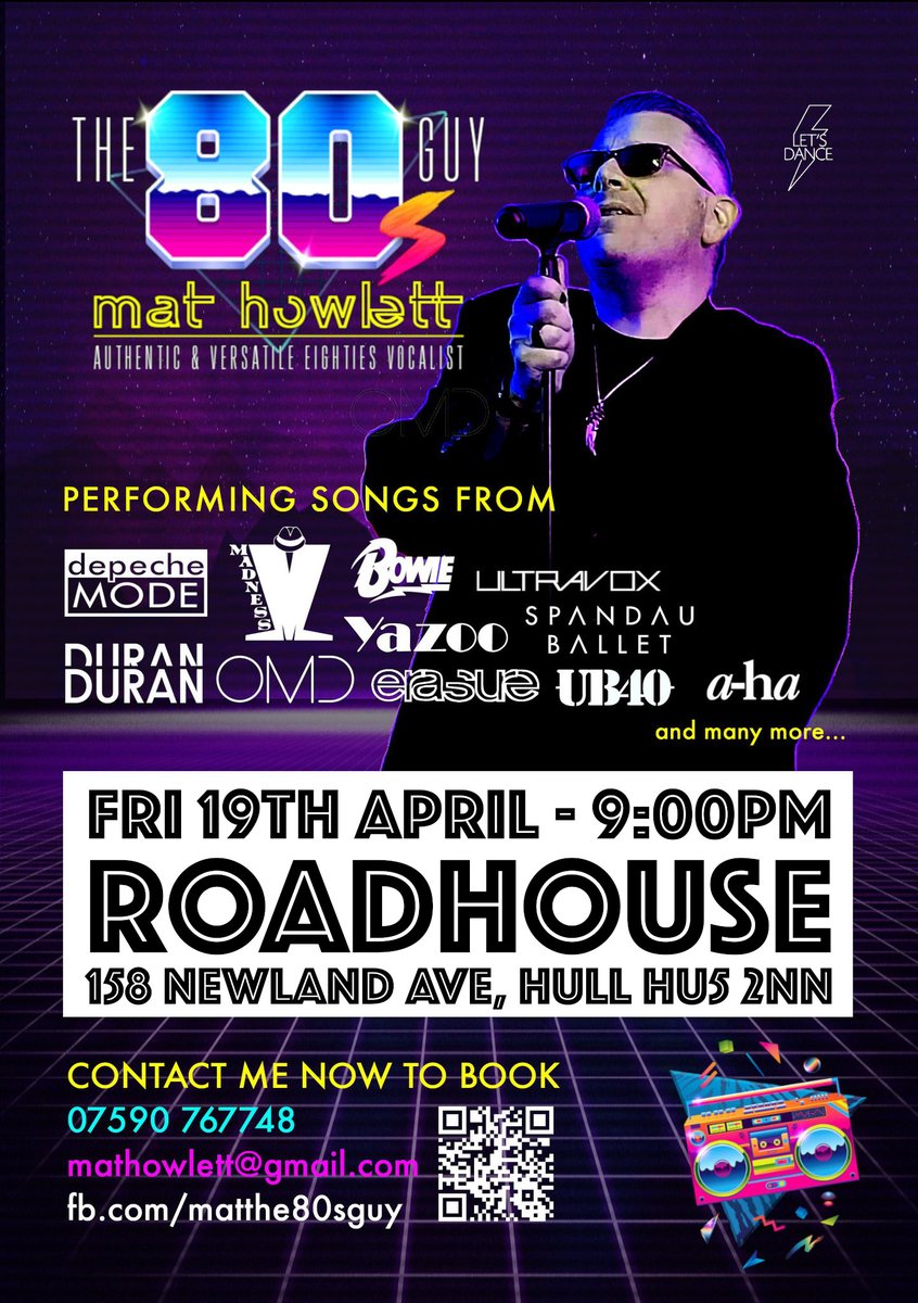 Tonight at Roadhouse, 158 Newland Ave - The 80s Guy playing rock, pop & more. Free entry, live music from 9pm, food available to order up to 8.45pm @livemusicinhull @bbcburnsy @gr8musicvenues @HULLwhatson @VHEY_UK @VisitHull @VisitHullEvents