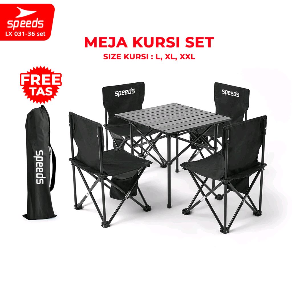 SPEEDS Meja Lipat Kursi Lipat Outdoor Indoor free Tas Folding Table Chair Portable Meja Camping Piknik 031-36 karena lagi PROMO harga Rp142.500 aja. shope.ee/2AsHo2VMZB?sha…