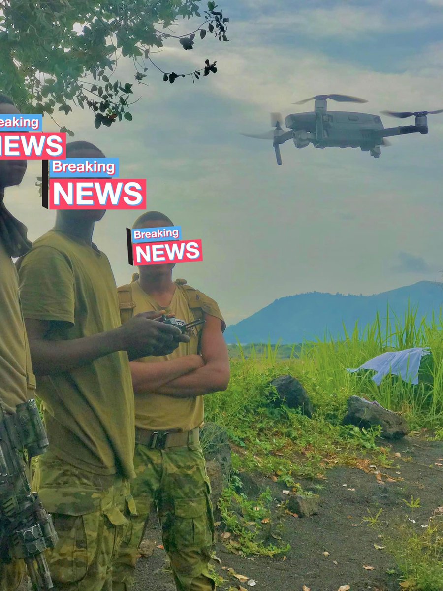 Picture showing DRC 🇨🇩 soldiers using a chinese made DJI Mavic 2 Pro drone.