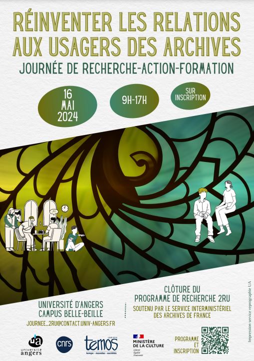 SeminaireAlma's tweet photo. En clôture du programme de recherche #2RU mené à @TEMOS_histoire avec le soutien du SIAF @FranceArchives une journée de recherche-action-formation "Réinventer les relations aux usagers des archives" est organisée le 16 mai à @UnivAngers https://t.co/jEti4b4w02