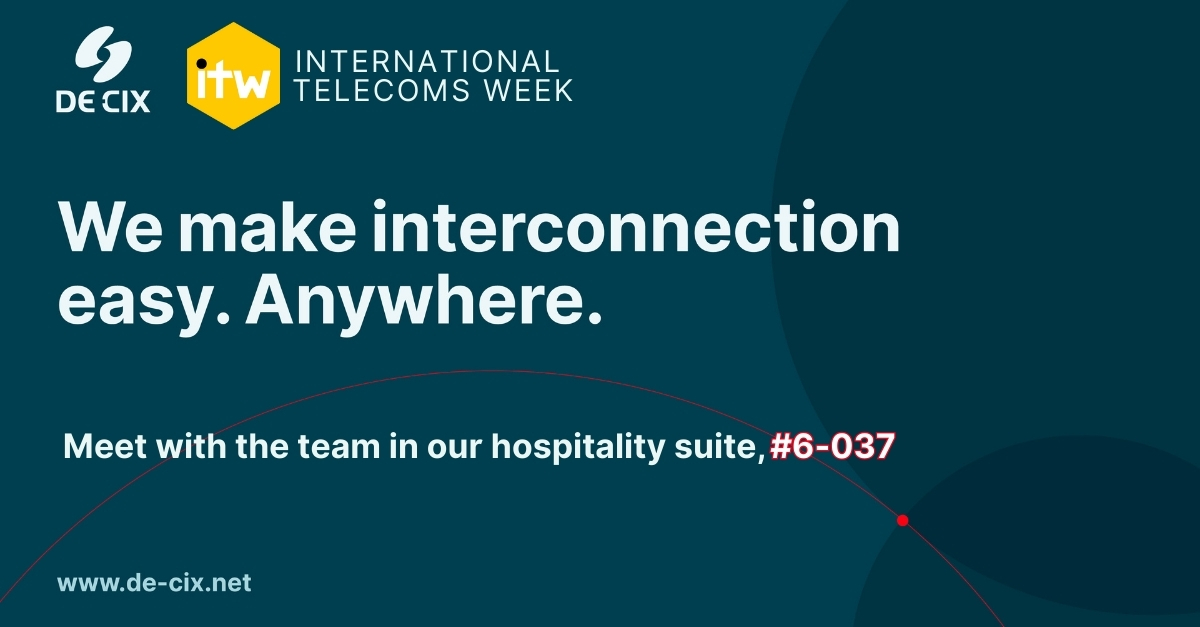 @ITW_Telecoms is right around the corner! #DECIX is excited to sponsor #ITW2024. We're looking forward to sharing insights on #interconnection, peering, & cloud connectivity as well as reconnecting with industry friends and making new ones. Come say hi!