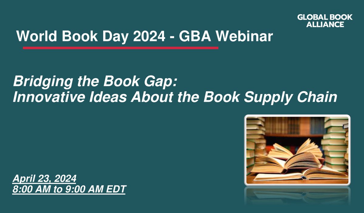 Join GBA for Bridging the Book Gap: Innovative Ideas about the Book Supply Chain on 4/23 8am ET to discuss strategies, solutions, and guidance to increase the supply of TLMs. Learn more and register here: us02web.zoom.us/meeting/regist…