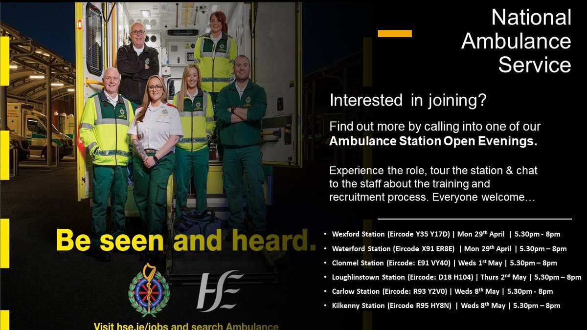 Are you interested in joining NAS? 

Over the next few weeks we'll be holding a number of Ambulance Station Open Evenings, so if you'd like to find out more about working for us, make sure you have it in your calendar!