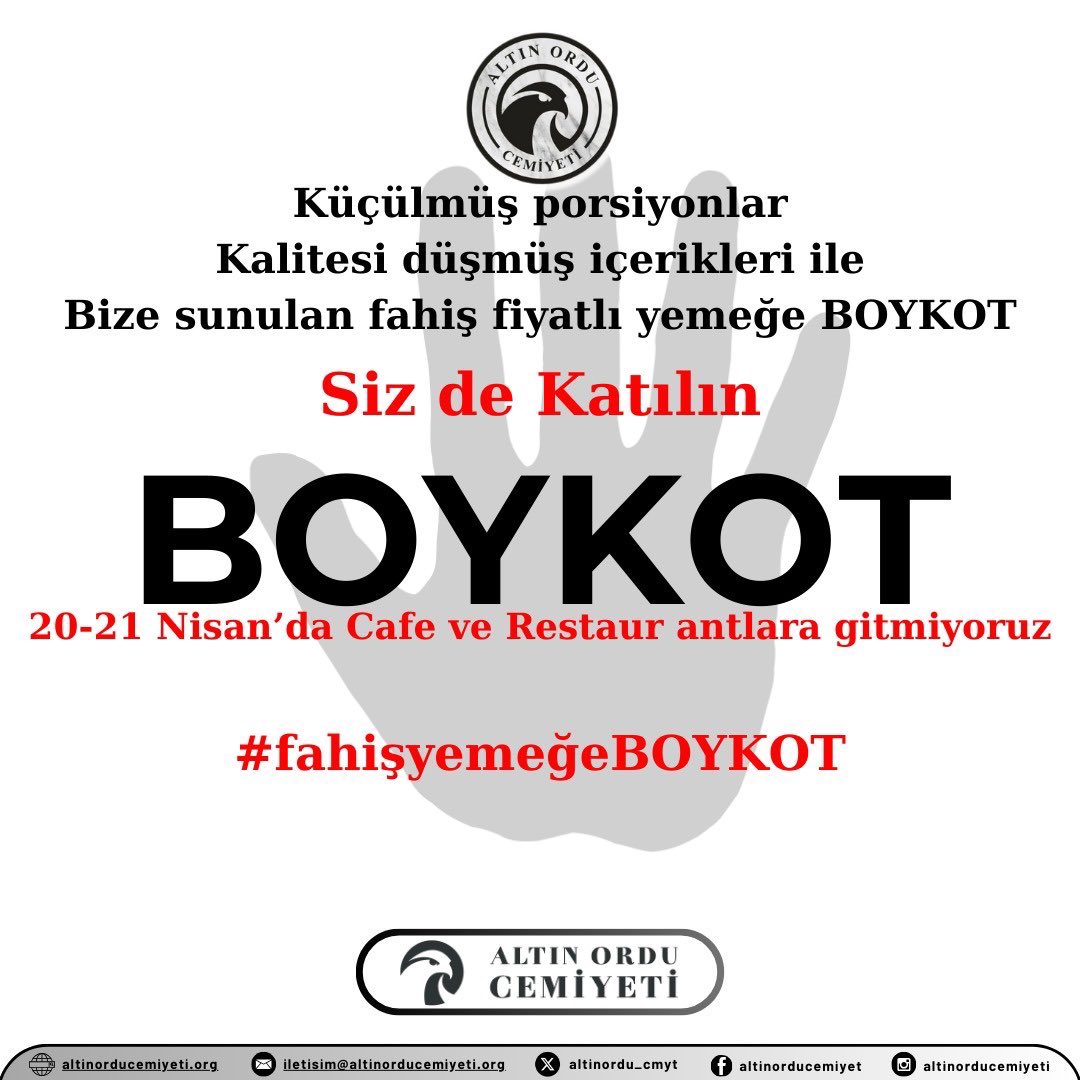 #fahisyemeğeBOYKOT boykot etmeyi öğrenmeli aynı boykotu benzinde ,mazotta ,sigara ve içkide yapmalı bir ay