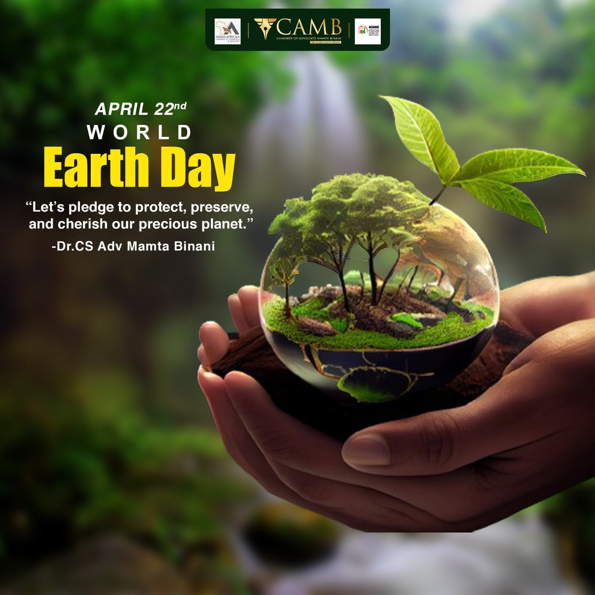 Celebrate World Earth Day by committing to protect, nurture, and cherish our precious planet today and every day.

#DrMamtaBinani #MamtaBinani #AdvocateMamtaBinani #WorldEarthDay #EarthDay #ProtectOurPlanet #GoGreen #SaveThePlanet