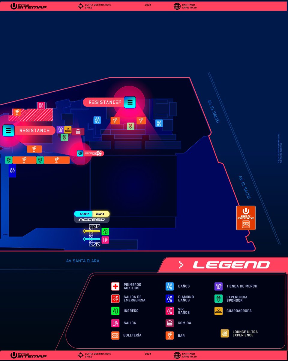 Ultra_Chile's tweet image. ¡Descubre el mapa de distribución de #Ultrachile2024! 🌟

Prepárate para vivir la experiencia ULTRA CHILE 🇨🇱 explorando los diferentes escenarios y las activaciones que tenemos preparadas para ti. 🔥

🎟️ Consigue tus entradas de último minuto en ultrachile.com