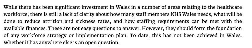 Our latest article from @DRROBERTROYCE builds on his earlier work with a critique of the NHS Wales National workforce implementation plan: doi.org/10.12968/bjhc.… The excerpt below sums it up well – use your personal, institutional or NHS login to read the full critique🔎
