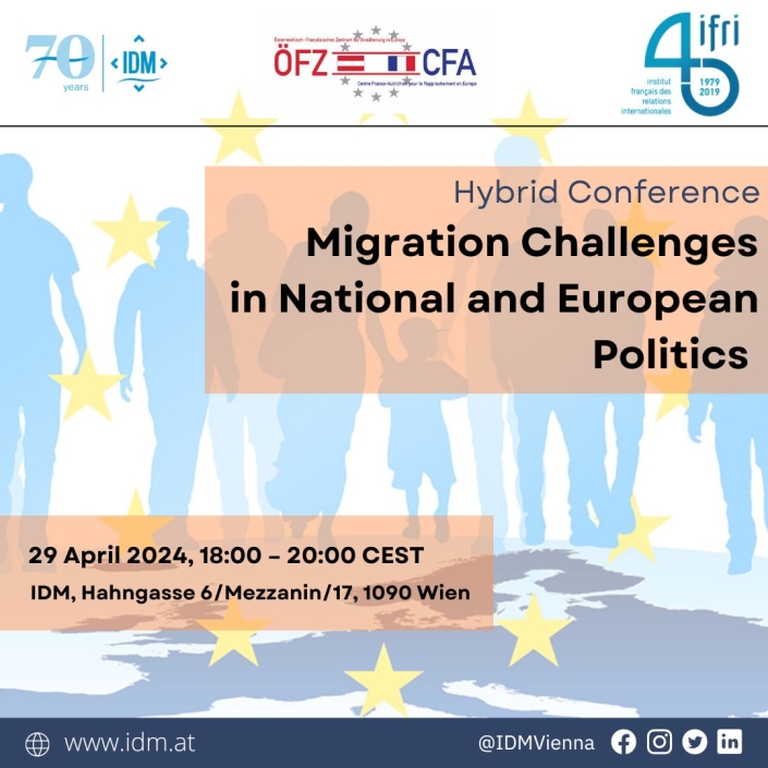 🇪🇺 Le défi migratoire : politiques nationales et européenne 📍Conférence en présentiel à l'Institut pour le Danube et l'Europe Centrale (@IDMVienna) à Vienne, et en visioconférence, le 29 avril 2024 de 18h à 20h. LIEN D'INSCRIPTION : idm.at/en/events/migr… LIEN PAGE ÉVÉNEMENT