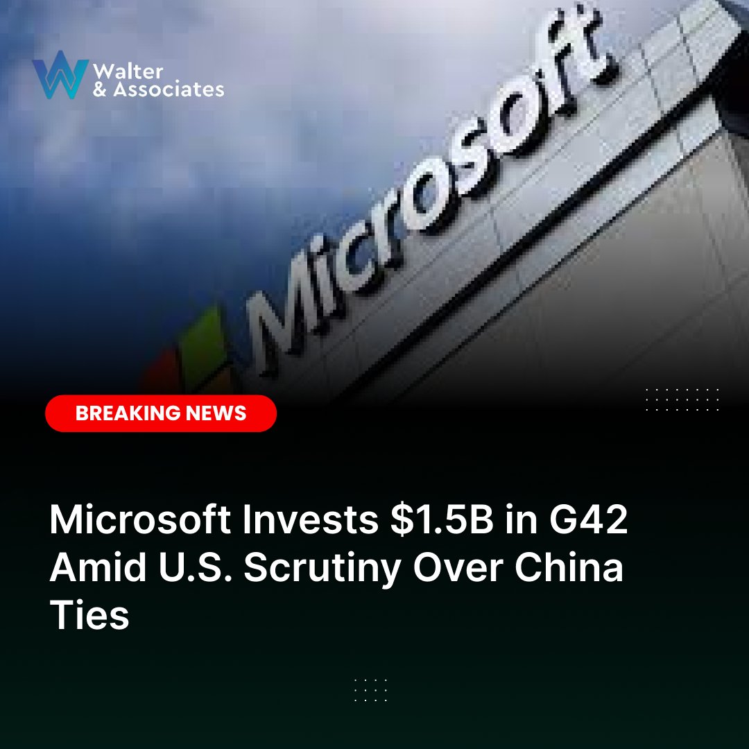 Microsoft's $1.5B investment in UAE's G42 strengthens AI foothold while addressing concerns over China links, with focus on compliance and regional tech development.   #Microsoft #G42 #AI #investment #UAE #ChinaTies #technology #compliance #techdevelopment #AIworkforce