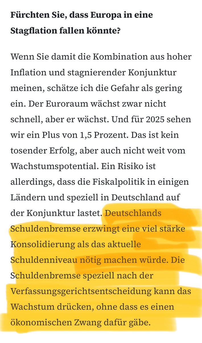 Wisst ihr noch, wie @c_lindner mir bei @CarenMiosgaTalk weismachen wollte, der Internationale Währungsfonds würde die deutsche Finanzpolitik und speziell die Schuldenbremse gar nicht kritisieren? Nun ja, hier das FAZ Interview mit dem @IMFNews Chefökonomen, das deutlicher wohl