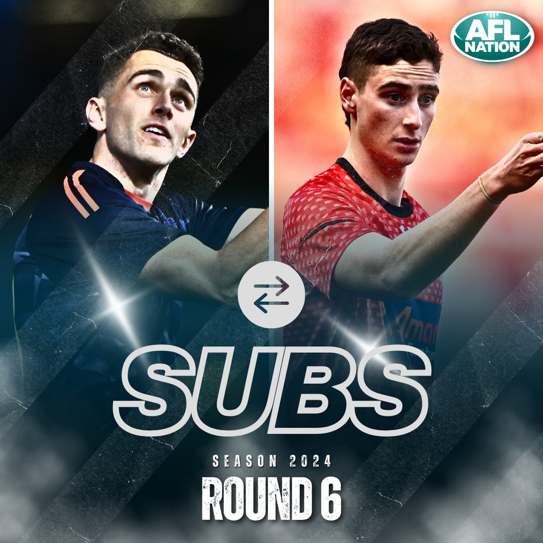 AFLNation's tweet photo. The subs for #AFLCrowsDons 🦺

🔴🟡 Lachlan Sholl
🔴⚫️ Elijah Tsatas

📲 https://t.co/gzFUfpvD4w 
📻 https://t.co/XB1I2hWc82 

#AFLNation 🏈 #AFL 🏆 https://t.co/Qaoc8OfcKU