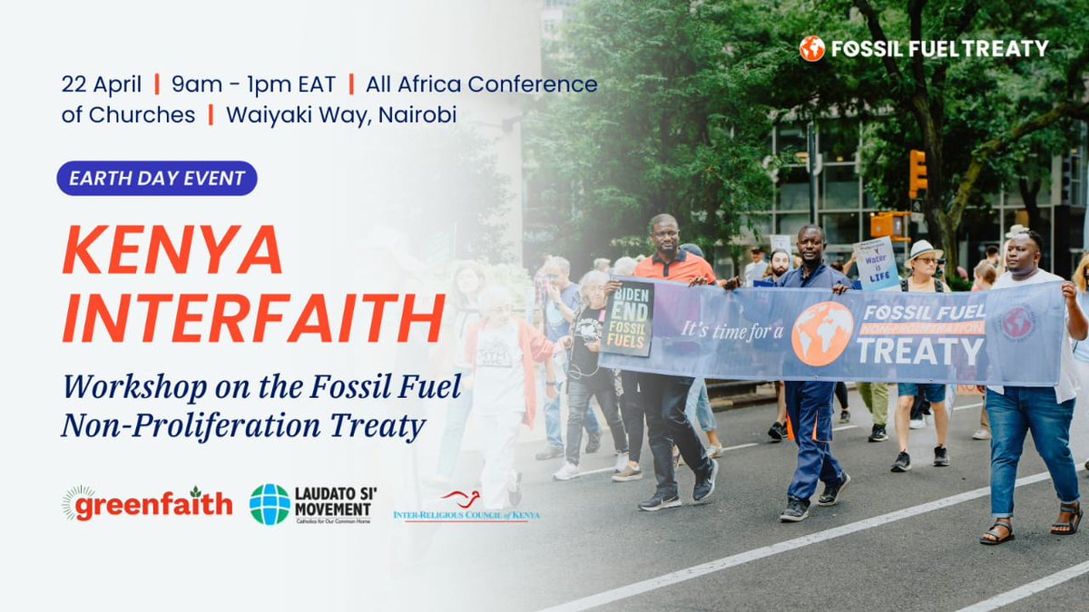 Join us for a transformative journey towards a greener, more sustainable world. 🌱 Let's discuss the Fossil Fuel Non-Proliferation Treaty and how we can align our actions with the sacred duty of stewardship. 
@LSM_Africa @GreenFaith_Afr @irck_info @merynewarah 
#ReclaimOurGreen