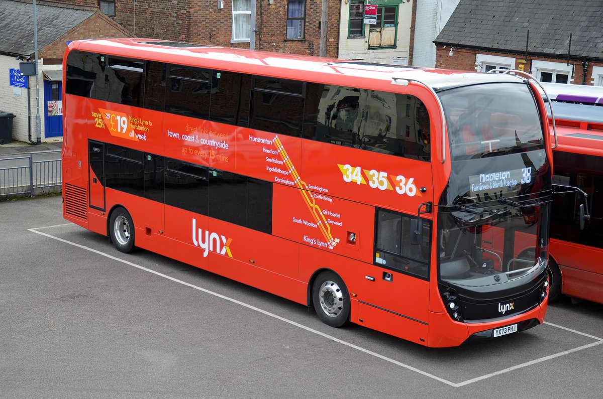 Trident has just returned from @mylynxbus land where he was impressed with lots of well-presented shiny red buses including the latest @ADLBus Enviro 400MMC 67 (YX73 PHJ) which carries branding for the 34/35/36 King’s Lynn-Hunstanton routes.