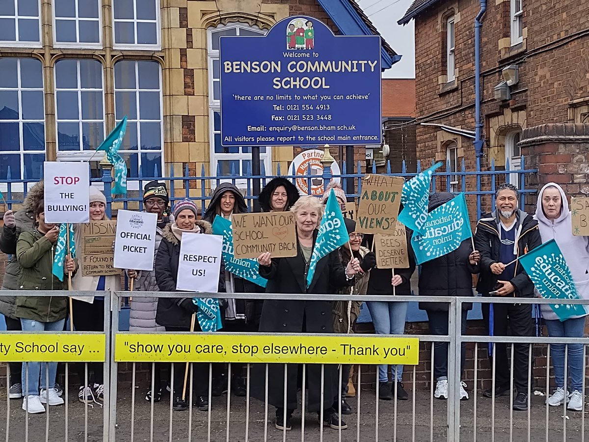 Day 12 of strike action outside Benson Community School in Birmingham today. @NEUnion @DanielKebedeNEU