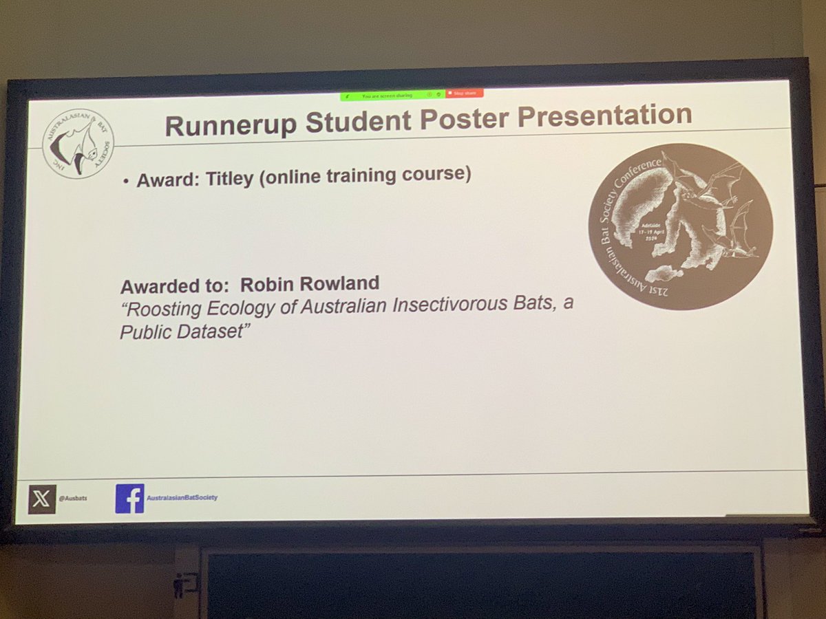 Clare Stawski (@clarestawski) on Twitter photo Congratulations <a href="/stressedoutbats/">Robin Rowland</a>!!! Well deserved award for an amazing project and poster 🦇 Congratulations <a href="/stressedoutbats/">Robin Rowland</a>!!! Well deserved award for an amazing project and poster 🦇
