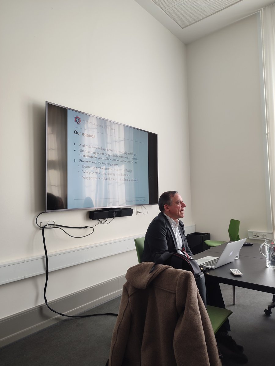 BioethicsCPH's tweet photo. Thanks to @MichaelCholbi for a stimulating talk on ambivalence and paternalistic suicide prevention! https://t.co/AbltghGNdj