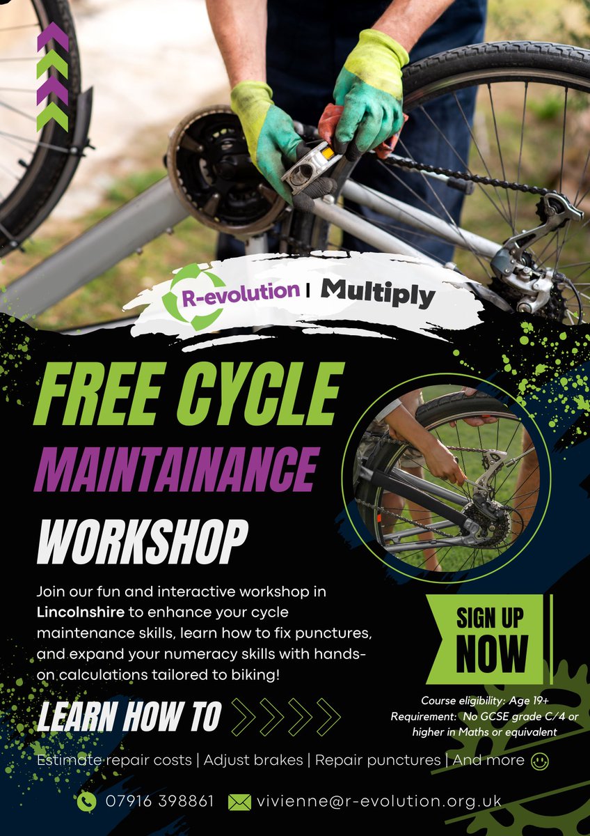 Another exciting workshop happening in Lincolnshire! All about bike maintenance, and it’s completely free. Why not give us a ring to find out about dates and times? 🚴‍♂️