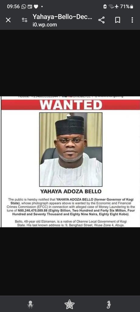 A massive manhunt is underway for the ex-governor of Kogi State, #YahayaBello who is one of the most wanted fugitives in Nigeria today.