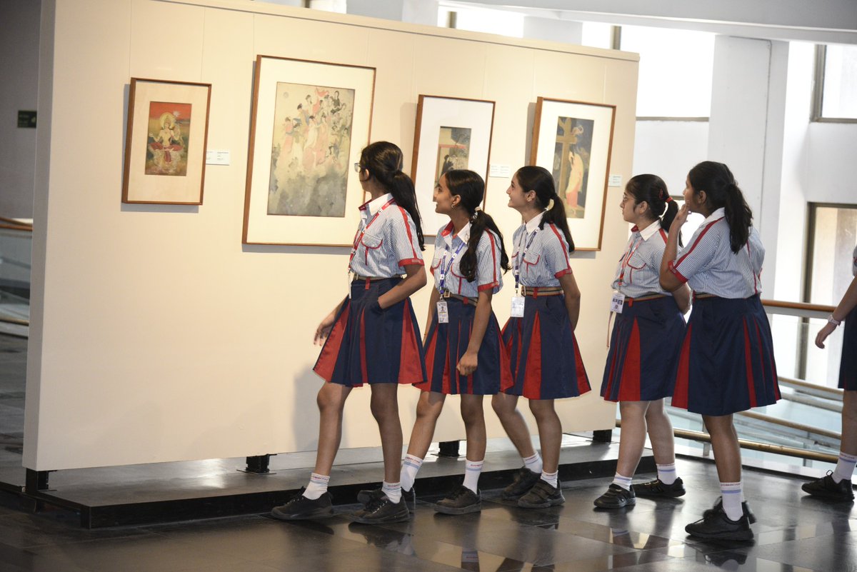 Students from GD Goenka School are enjoying a guided gallery walkthrough. #NGMA