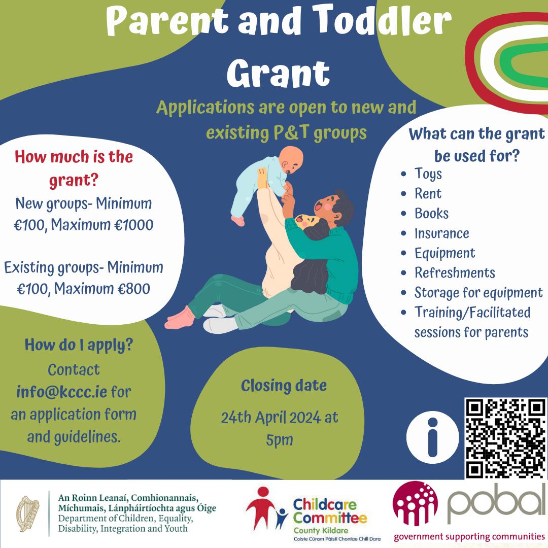 The Department of Children, Equality, Disability, Integration and Youth (DCEDIY) is pleased to announce the launch of the 2024 Parent and Toddler (P&T) Grant. Find out more here👇 kccc.ie/Grants/Parent-…
