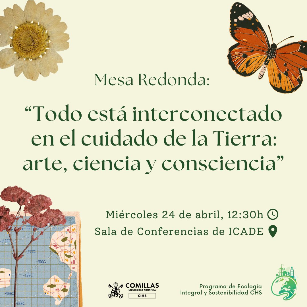 Os compartimos un evento organizado por la Unidad de Ecología Integral sobre la interconexión de la tierra, la ciencia y el arte. Tendrá lugar en la sala de conferencias de ICADE, el miércoles 24 de abril a las 12:30h. La inscripción al evento está en el LinkTree de nuestra bio!