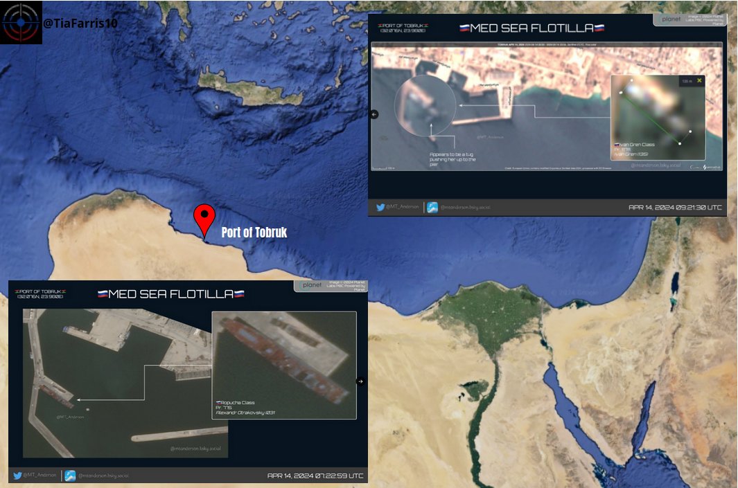 Thanks @MT_Anderson for📸:
The Libyan Express arrived in🇸🇾on 17 April and has finished loading the remaining artillery equipment.
They are currently on the🥉and final🔄 to Tobruk and should arrive tonight.
This material could come to reinforce the🇱🇾LNA via Africa Corps. #Wagner