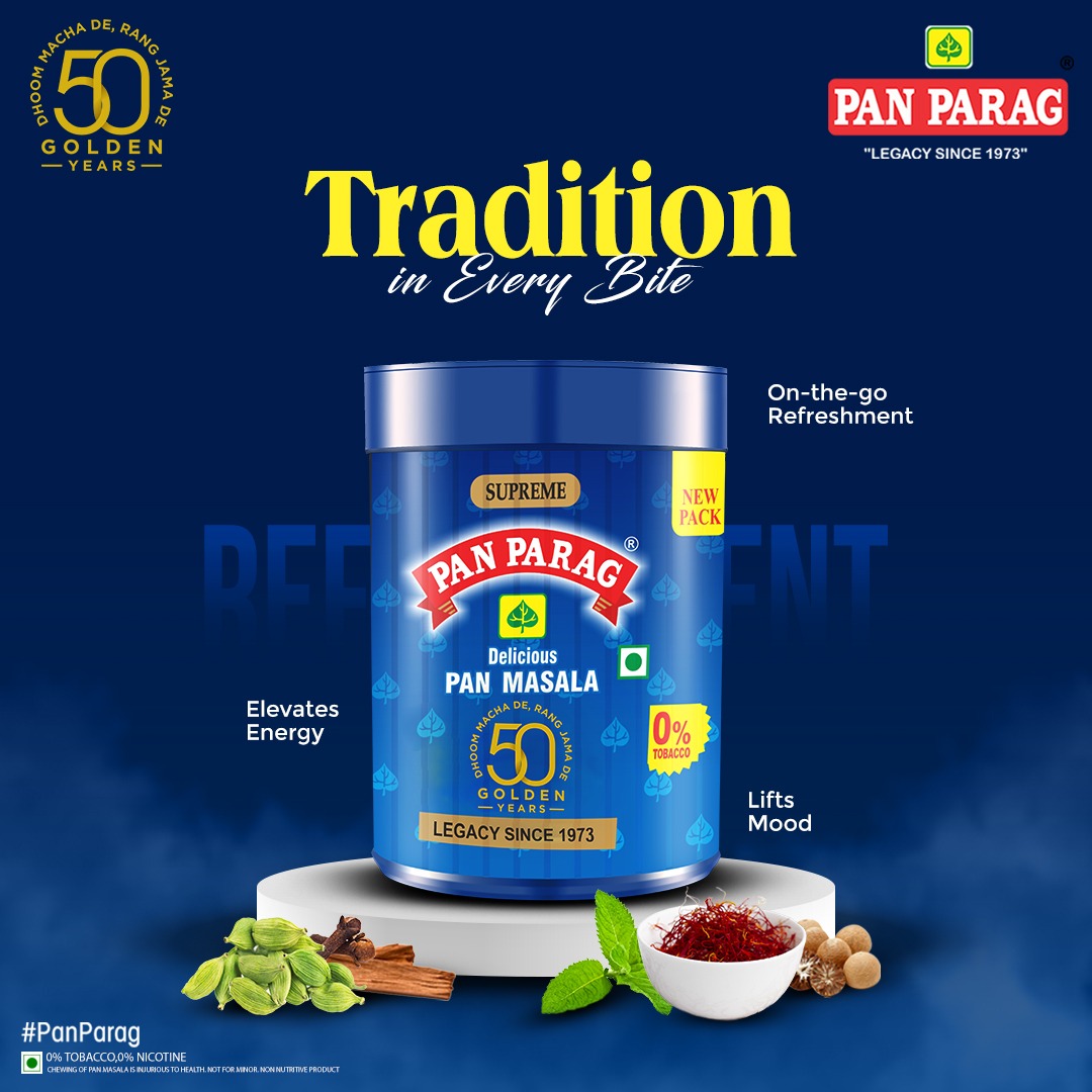 Indulge in the timeless tradition of Pan Parag - where every chew is a journey through flavors, culture, and heritage. Experience the essence of tradition, one bite at a time.

#panparag #panmasala #pan #swaad #king #mouthfreshner #packetofrefreshment #panmasalaflavour