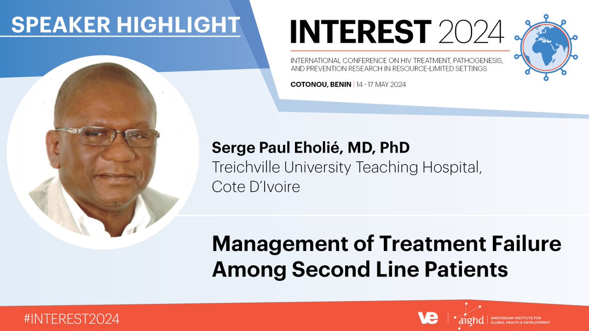 Dr. Serge Eholié is a Professor of Infectious and Tropical Diseases at Treichville University Teaching Hospital in Abidjan, Côte d'Ivoire and will join us at #INTEREST2024! Read Serge's profile here: interestworkshop.org/speakers/serge… Register for INTEREST: virology.eventsair.com/interest-2024/… #HIV
