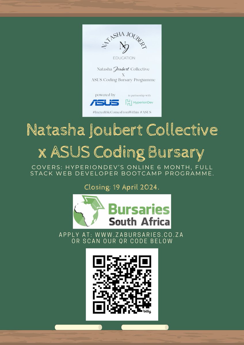 LAST DAY to apply for these 2 bursaries! 1) Tronox Bursary: bit.ly/TronoxBursary 2) Natasha Joubert Collective x ASUS Coding Bursary: bit.ly/MissSAxASUS #bursary #bursaries #SABursaries #ZABursaries #BursariesSouthAfrica #2024Bursary #2025Bursary