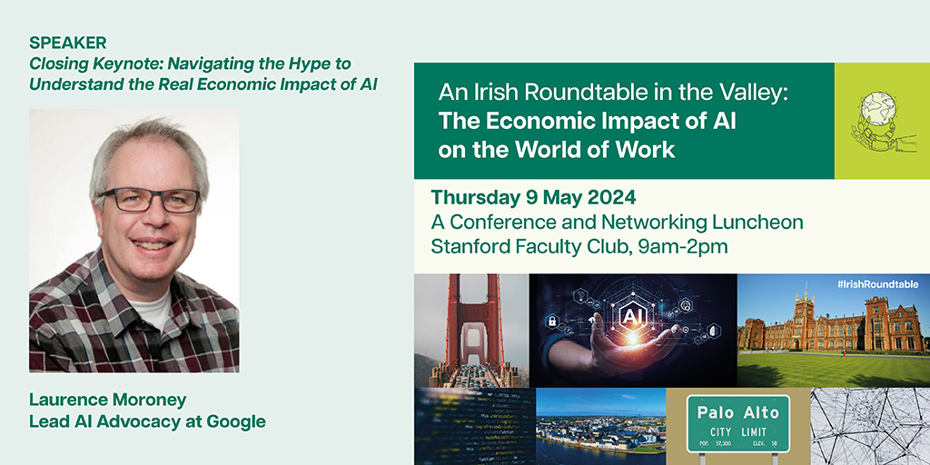 Laurence Moroney, Lead AI Advocacy at Google will deliver the closing keynote at our #IrishRoundtable on May 9th in The Stanford Club! Laurence will talk about how we navigate the hype to understand the real economic impact of AI. Find out more at aisling-events.com/events/an-iris…