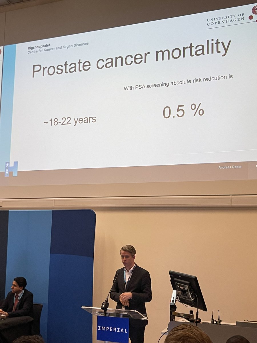 Headline message from @andreasroder1 - PSA screening trials show a 0.5% absolute risk reduction over ~18-22 years Is this worth it? #ipmasterclass24