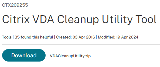Download Citrix VDA Cleanup Utility Tool updated for VDA 2402 support.citrix.com/article/CTX209…