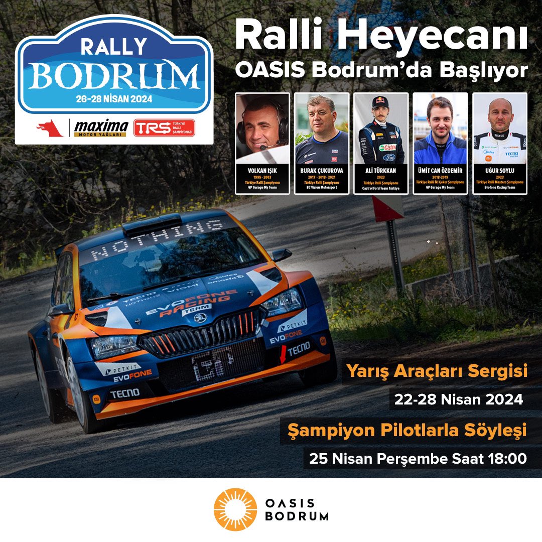 oasisbodrum's tweet photo. Ralli Heyecanı Oasis Bodrum’da başlıyor! 🏁 https://t.co/vpe6hFgH2m