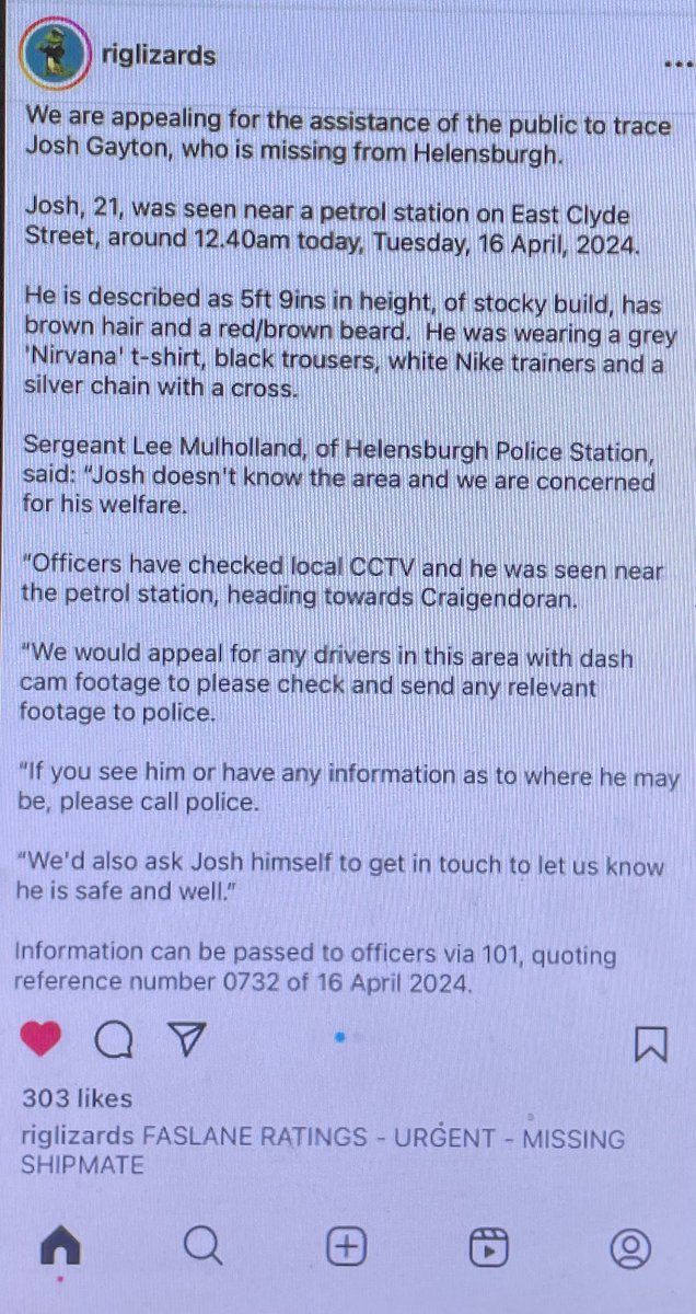 Would you please retweet this for me. This young man is in the Royal Navy and is still missing. As you can imagine his family are frantic. Thank you! 💙⚓️
